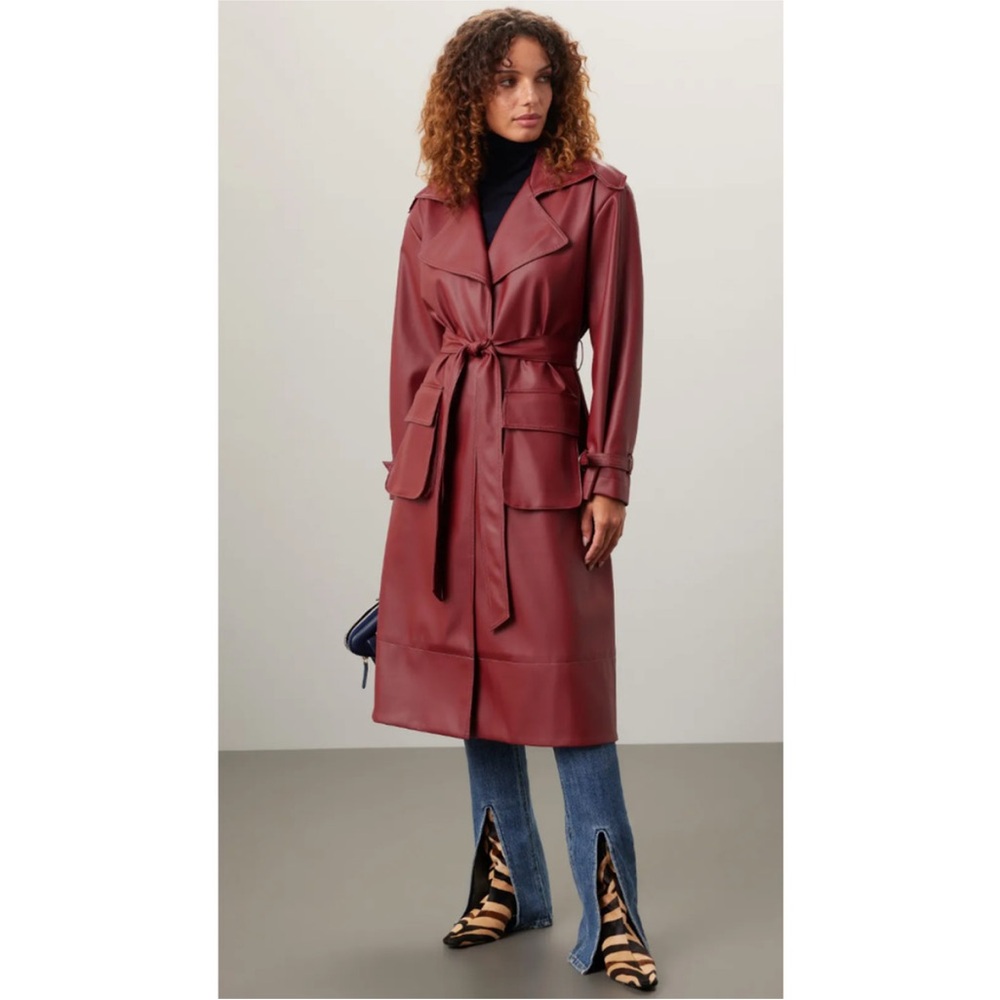 ASHLEY PARK x RTR Long Faux Leather Jacket, Size: L